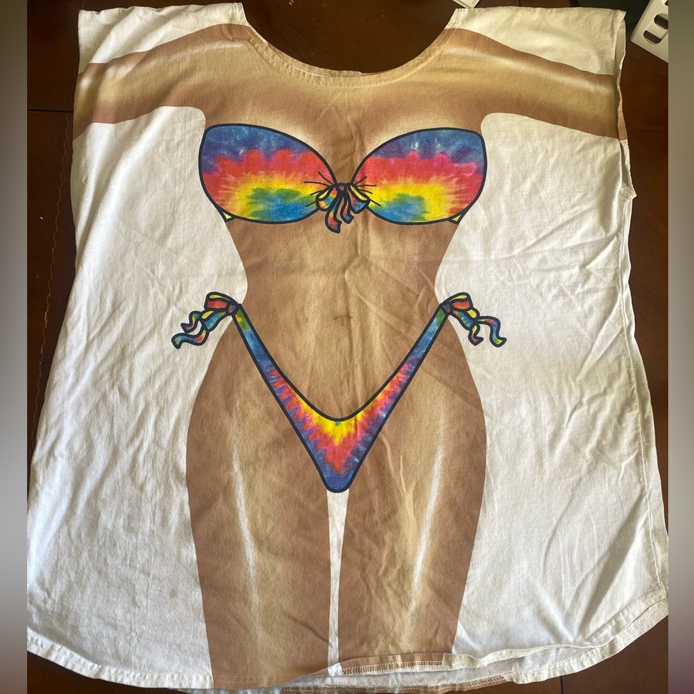 90s tie dye bikini cover up